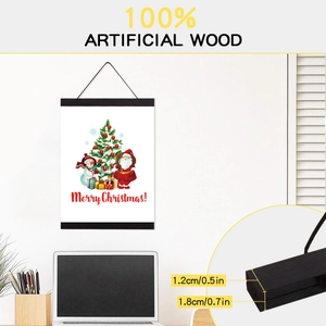 Detail of black magnetic wooden hanger frame showing 1.2cm thickness and wood texture