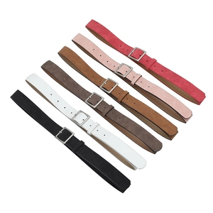 Women's 6-color thin PU belts set with silver square buckles in various neutral tones