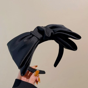 Eleganter großer schwarzer Satin-Schleifen-Haarreif mit High-Top-Design für Damenmode