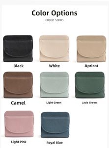Short leather wallets in multiple colors with rfid protection and lychee texture