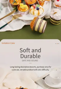 Realistic artificial cupcake set made of soft PU material for window display and decoration