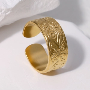 Evil Eye Ring Stainless Steel Adjustable Open Band Vintage Punk Style Jewelry For Men And Women