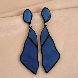 Vintage Irregular Geometric Drop Earrings Acrylic Resin Dangle With 925 Sterling Silver Earring Post For Women