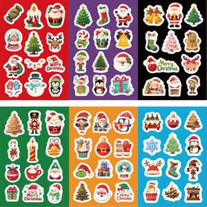 Detailed grid view showing various colorful waterproof Christmas DIY sticker patterns