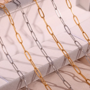 Minimalist Stainless Steel Paperclip Chain Necklace For Women 18K Gold Plated Bracelet Anklet Waist Chain Fashion Jewelry