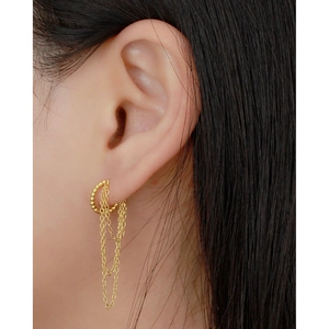 Elegant gold S925 sterling silver tassel earrings featuring multi-layer beaded chains