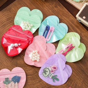 Macaron heart shaped colorful resealable plastic jewelry storage bags in assorted colors