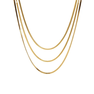 Three-layer 18k gold plated stainless steel snake bone chain necklace set for women