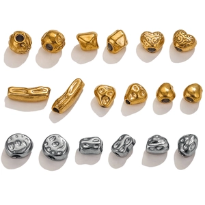 Baroque style stainless steel gold and silver hammer textured beads for DIY jewelry making