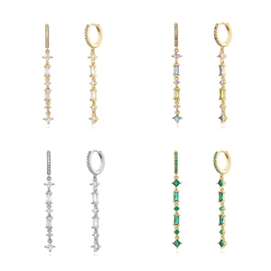 S925 Sterling Silver Earring Post Micro Inlaid Zirconia Tassel Dangle Earrings Vintage Luxury Long Drop Jewelry For Women Wedding