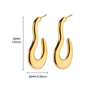 Detailed view of 18K gold plated earrings with exact 35mm by 20mm dimensions
