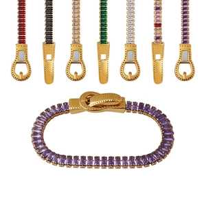 Luxurious gold-plated titanium steel bracelet with multi-color zircon belt buckle designs