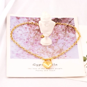 Elegant 18k gold heart pendant necklace with OT toggle clasp and stainless steel chain