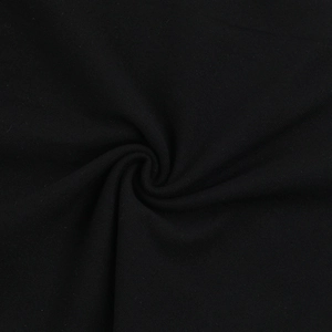 Close-up of black knitted lace jumpsuit fabric showing soft texture and fine fiber details