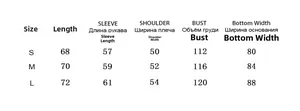 Detailed size chart for lace patchwork blazer showing length bust and sleeve measurements