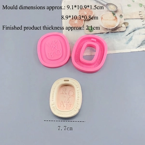 Pink silicone molds for DIY oval aromatherapy plaster tablets with embossed textures