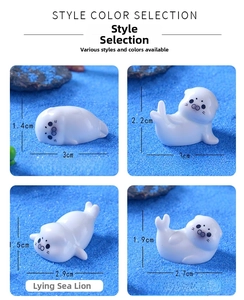 Miniature resin sea lion figurines for micro landscape and fish tank decoration
