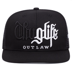 Two-tone mesh back snapback hat featuring Thuglife and OUTLAW 3D embroidery design
