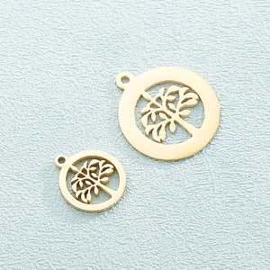 Golden tree of life stainless steel pendants in large and small sizes for jewelry making