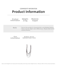 Detailed specs of multi-layered copper necklace with weight 21.6g and length 38.6cm