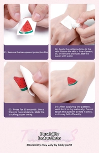 Step-by-step application guide for cute watermelon temporary tattoo stickers for skin