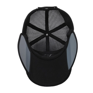 Inside view of breathable baseball cap with retractable brim and mesh lining