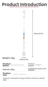 Detailed dimensions of crystal suncatcher with dog paw pendant and colorful beads