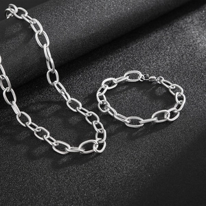 316L Stainless Steel Necklace And Bracelet Jewelry Twisted Cable Chain Hip Hop Punk Trendy Jewelry For Men Unisex