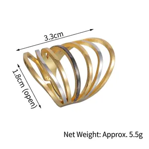 14K gold plated stainless steel multi-layer geometric open ring with minimalist design