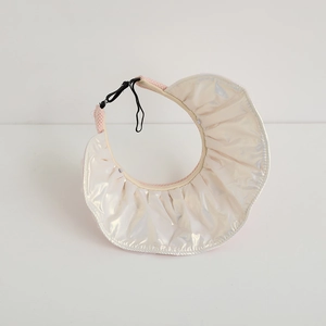 Detail of girls' sun hat showing the internal silver UV coating and adjustable drawcord