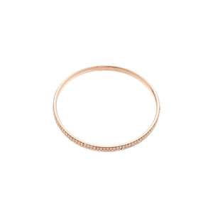 Elegant rose gold round bracelet featuring double row micro-pave diamonds on white background