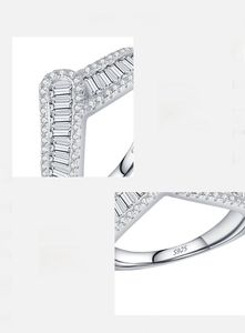 Macro detail of S925 sterling silver stamp and sparkling cubic zirconia pavé setting