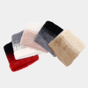 Plush cat ear knit hats in six gradient colors including red, grey and pink