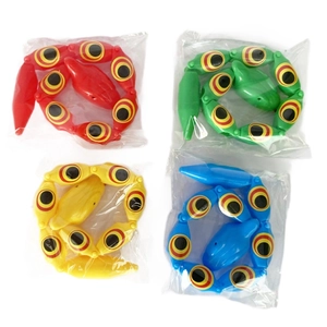 Set of 4 colorful flexible plastic toy snakes in red green yellow and blue for kids