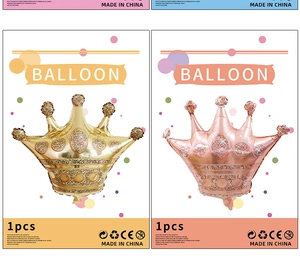 Golden and rose gold crown foil balloons with CE marking for birthday decorations