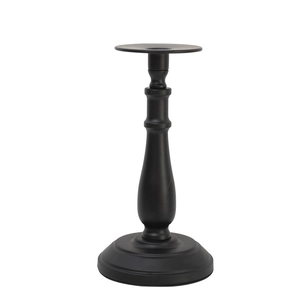 Nordic minimalist black matte iron candle holder with vintage European pillar stand
