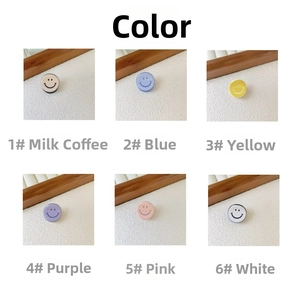 Mini acetate smiling face hair clips in beige blue yellow purple pink and white colors