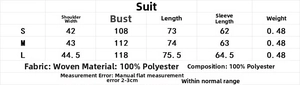 Detailed size chart for women's waist-tie blazer showing measurements in S M and L sizes