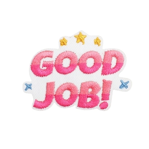 Pink gradient GOOD JOB! embroidery patch with stars for decorative clothing repair