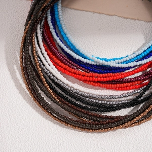 Bohemian multilayered glass seed bead necklace in vintage bronze and colorful tones