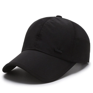 Berretto da baseball traspirante in rete nera da uomo con logo sportivo per protezione solare