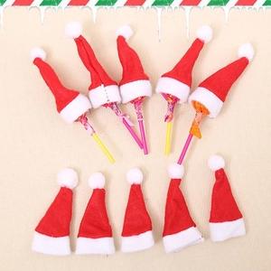 Lot de 10 mini bonnets de Noël rouges et blancs pour sucettes et décoration de fête