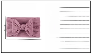 Size guide for nylon baby headband featuring 18cm width and 9cm height specifications