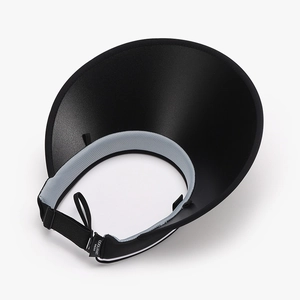 Black foldable UV protection sun visor hat with adjustable elastic strap and breathable mesh
