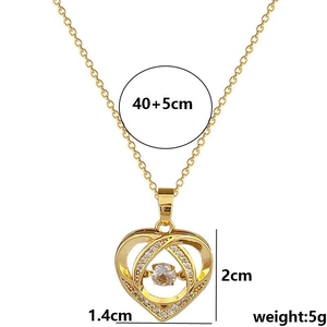 Collana con ciondolo a cuore in acciaio al titanio con zircone mobile e finitura oro