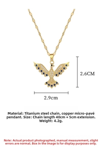 Detailed view of crystal phoenix pendant with 2.9x2.6cm size and 40+5cm chain length