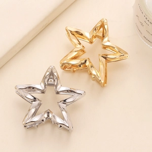 Star Hair Claw Clip Alloy Metal Hollow Five-Pointed Star Shape Styling Hairpin For Women High Ponytail Elegant Gold Silver