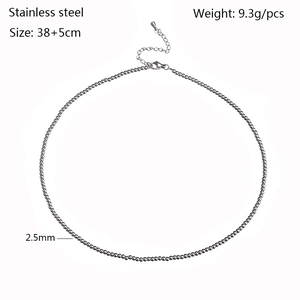 Detail of 2.5mm silver stainless steel beaded necklace with 38+5cm adjustable chain