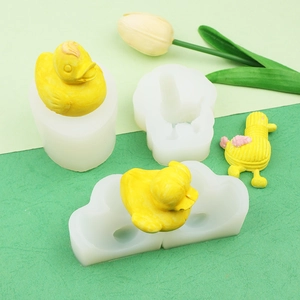 Detailed 3D little duck silicone mold set for DIY chocolate, soap and resin decorations