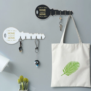 Wall Mounted Key Holder Wood Iron Hooks Decorative Rack For Entryway Home Sweet Home Design Retro Style